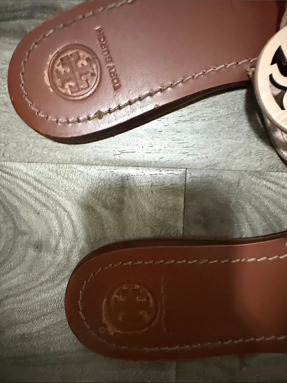 Tory Burch Blush Pink Logo Thong Sandals